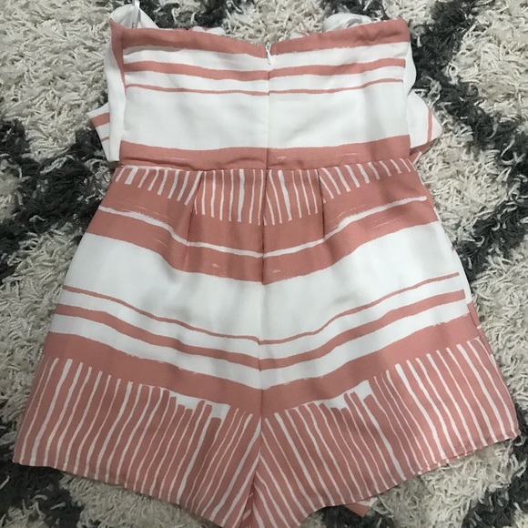 Lulu’s Delphi Pink/White Striped Tie-Front Strapless Romper - Picture 6 of 7